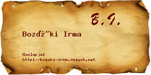 Bozóki Irma névjegykártya
